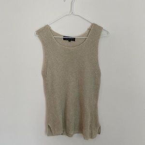 Designer Salvatore Ferragamo beige 100% silk knit tank top / cami